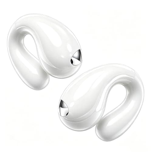 Upgraded Ultra Open Ear Earbuds - Lightweight Comfort Clip-On Wireless Bone Conduction Earbuds, Secure Fit & AI-Powered Clear Calls Bluetooth Open Ear Headphones for Work,Commute,Workout,Running,White