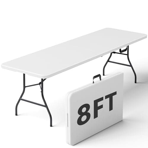 MAKE CHANGES Folding Table 8ft...Picnic, Camping, Party (White)