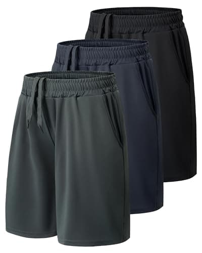BOOJO 3 Pack Athletic Basketball Boys Shorts - Teen Black Soccer Running Baseball Quick Dry Shorts with Pockets for Youth