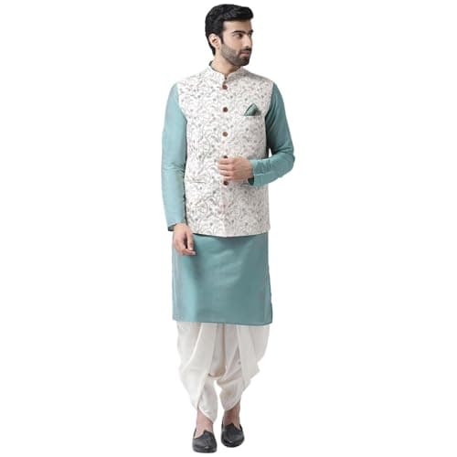 KISAH Men Regular Kurta Jacket Set KA-0245-5129-D101-38 Blue