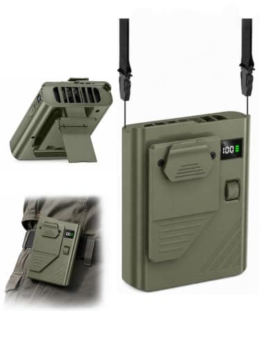 BYBYTO Portable Waist Fan, 100 Speed Rechargeable Belt Fan with Clip, Lightweight Personal Fan for Shirt Waist Desk Handheld Outdoor Work Travel （Olive Drab）