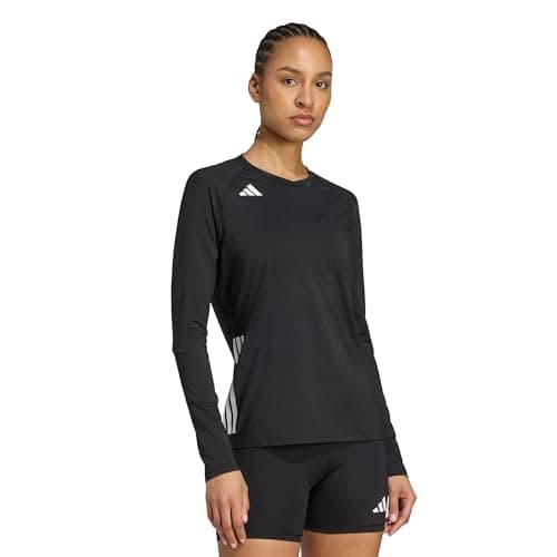 adidas Women's Volleyball Hi Low Lowng Sleeve Jersey, Black, Large