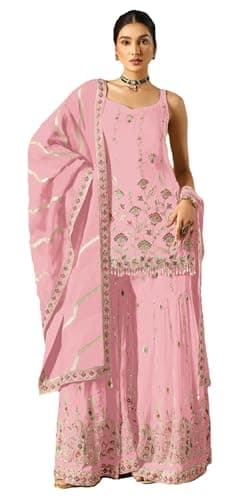 STELLACOUTURE indian ready to wear salwar kameez embroidered pakistani suit eid festival wedding party for women 2935-O (Baby Pink, 50)