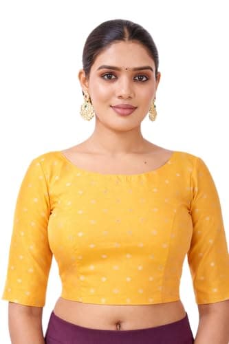 Indian Jacquard Silk Saree Blouse for Women Bollywood Choli Top | Ethnic Crop Top for Wedding, Party, Navratri, Festival Wear, Eid