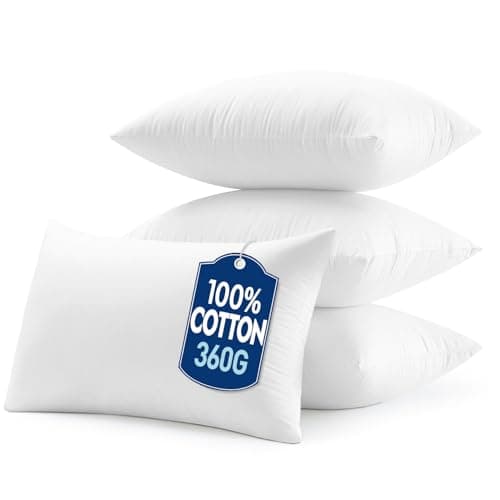 MIULEE 12x20 Pillow Inserts with Cotton Cover,Set of 4 100% Virgin Microfiber Throw Pillows for Couch Sofa and Bed