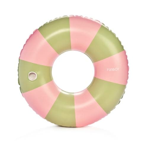 FUNBOY Giant Pink & Green Stri...er Tube Swim Ring Pool Lounger