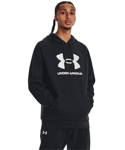 Under Armour Men's Rival Fleece Logo Hoodie, (001) Black / / White, for $22