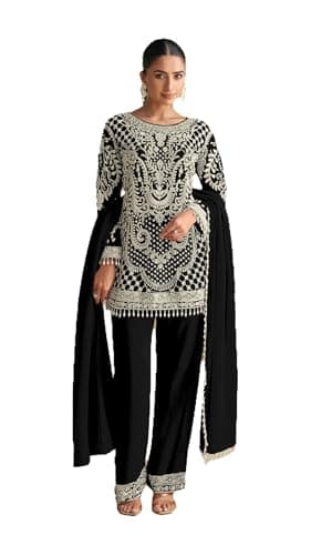Shriva Fashion Indian Pakistani Women's Ready to wear ethnic Salwar Kameez Suit for Eid Party Wedding Festivals (2974) (Black, 40)