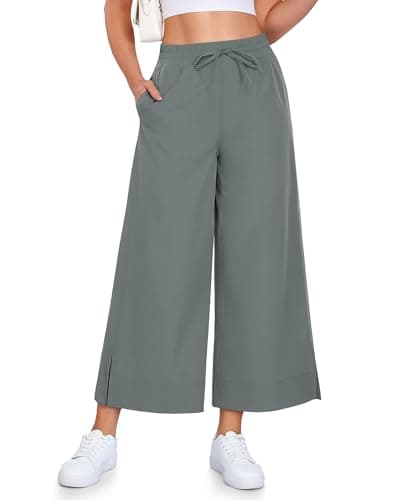 CAMPSNAIL Wide Leg Pants Women - 25"/29" Casual Summer Capri Yoga Pants Lightweight Sweatpants for Travel Business Work