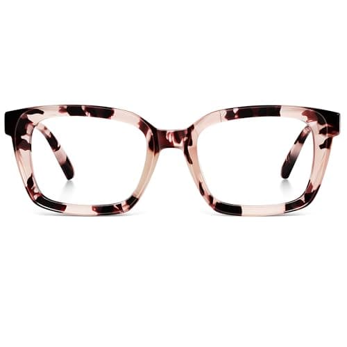 XVXV Square Reading Glasses for Women - Blue Light Blocking Readers Anti Glare Eyeglasses with Spring Hinge - Pink Floral, 3.5X