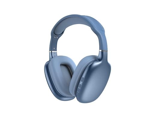 TJ Active Noise Cancelling Bluetooth Over Ear Headphones | Supersoft Leather Wireless Headset Wired Built-in MIC 24H Playtime High Res Audio Travel/Work/School/Students/Running/Gym (Blue)