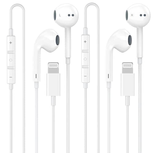 [Apple MFi Certified] 2 Pack Lightning Headphones, True Plug and Play Wired Earbuds for iPhone with Microphone & Volume Control, in-Ear Earphones Compatible with iPhone 14 13 12 11 Pro Max XS XR 8 7