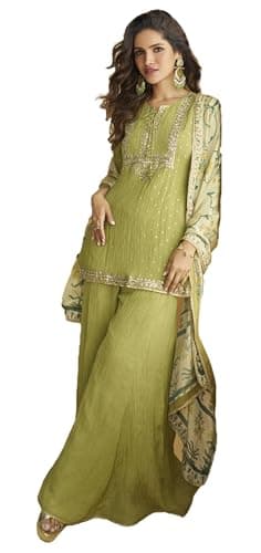 STELLACOUTURE Ready to wear salwar kameez for women, Indian Pakistani ethnic suit, Eid, Wedding, Party 2996-O (Green, 44)