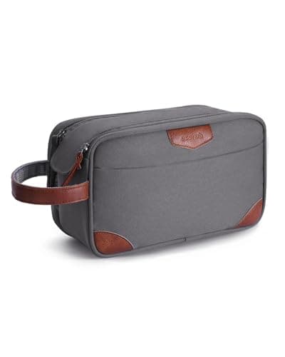 ECOHUB Toiletry Bag for Men, Travel Essentials Toiletries Bag, Water-Resistant Shaving Dopp Kit, Wide-Open Dual Zipper Cosmetic Makeup Organizer Bag Fit Full Size Toiletries, Grey