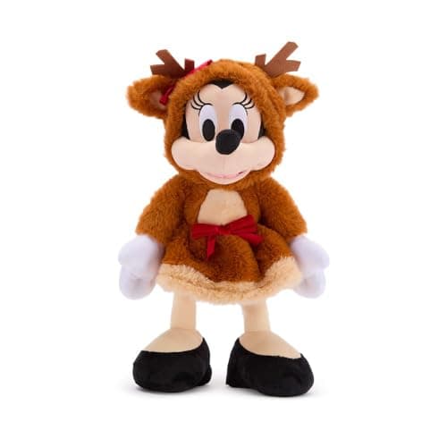 Disney Store Official Minnie Mouse Reindeer Holiday Plush - 15 Inch Christmas Plush Toy in Reindeer Suit with Sparkling Bow - Disney Stuffed Animals for Boys and Girls
