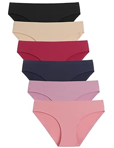 Caterlove Women's Seamless Underwear No Show Stretch Bikini Panties Silky Invisible Hipster 6 Pack (A, Medium) $8.99
