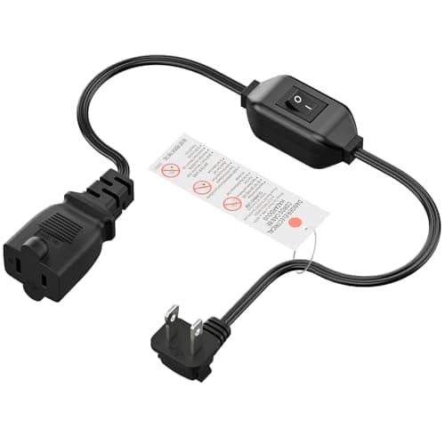[2-Feet] On Off Switch Extension Cord, Right Angle 2-Prong Polarized Extension Cord with On-Off Inline Switch 12A 125V for Your Chargers/Lamp/Power Adapters etc, 16AWG Cord