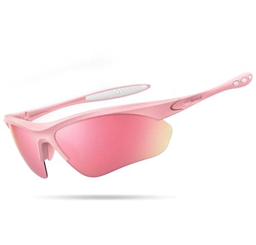 Lamicall 22g Polarized Sports Sunglasses for Men Women - UV400 Protection Sun Glasses for Running Cycling Baseball Fishing Golf Driving, Pink, Mother's Day