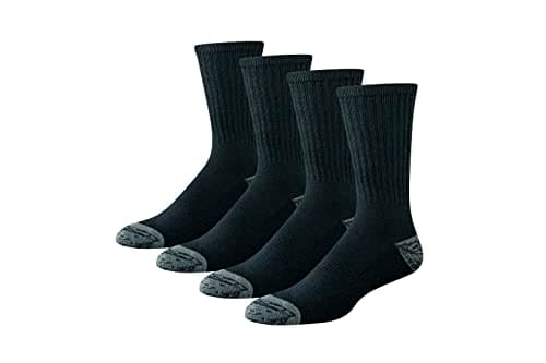 Amazon Essentials Men's Cotton...ew Sock, 4 Pairs, Black, 12-14