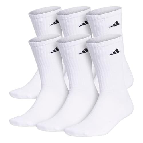 adidas Men's Athletic Cushioned 6-Pack Crew, Cushioned Crew Socks with Arch Compression for a Secure Fit