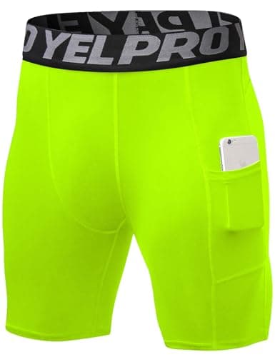 SPVISE Chartreuse Mens Compression Biking Shorts Running Tights Underwear Athletic Workout Spandex Base Layer Basketball Gym