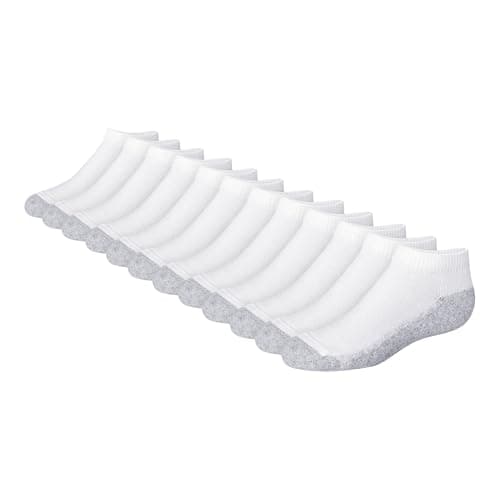 Hanes boys Extra Durable No Show Multipack athletic socks, White, Small - 4.5-8.5 US
