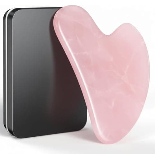 tophld Gua Sha Facial Tool – Pink Stone Guasha Tool for Face & Neck – Face Massager Tool for Lymphatic Drainage, Puffiness Reduction & Jawline Sculpting (Pink)