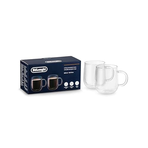 De'Longhi Double Wall Glass Mug, (500ml 16.9oz) Set of 2