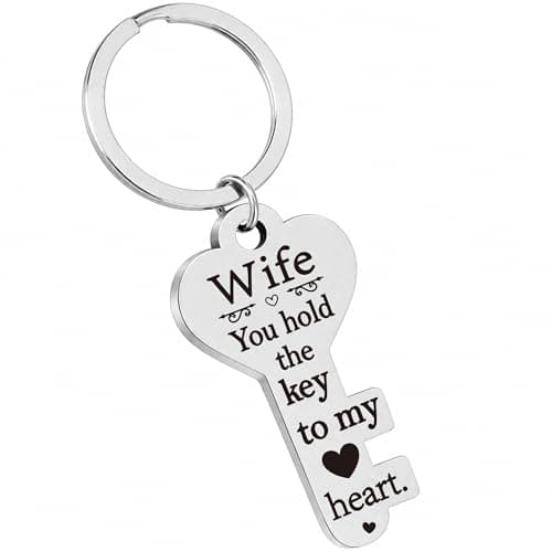 Gifts for Wife, from Husband, Valentines Day Gift for Her, Valentine's I Love You Gifs for Wife Anniversary Birthday Mothers Day from Husband, Cute Wife's Keyring Easter Basket Stuffers Women