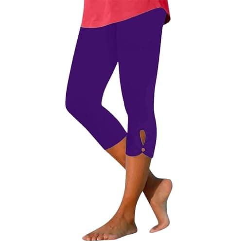 Capri Leggings for Women Womens Capris for Summer Dressy Cropped High Waist Yoga Pants Orders Comfy Stretchy Leggings Haul Workout Compression Pants My Placed Recently By Me Women Store Purple