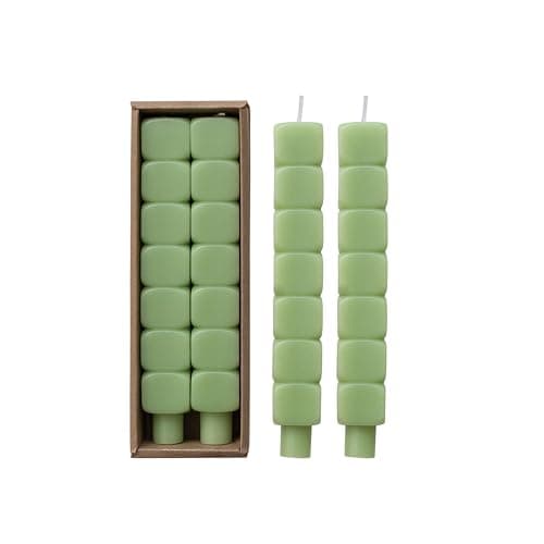 Creative Co-Op 2-Piece Stacked... Unscented Taper Candles, Mint