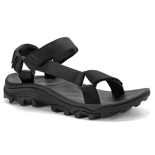 Mishansha Men’s Outdoor Walking Sandals, Adjustable Lightweight Hiking Sandal with Anti-Slip Sole for Travel, Beach & Casual Wear Black