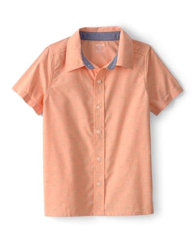 OshKosh B'Gosh Boy Short Sleeve Woven Buttonfront Shirt, Orange, 7