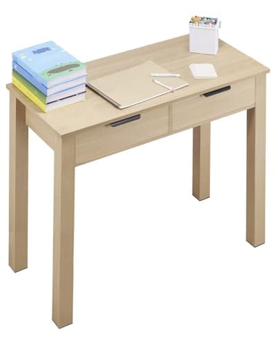 VEVOR Small Desk with Drawers,..., Reading, Writing, Light Wood