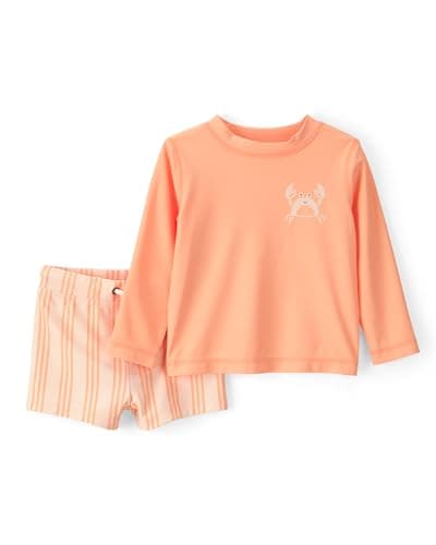 Carter's Boy 2-Piece Rashguard Trunk Set, Orange, 6M