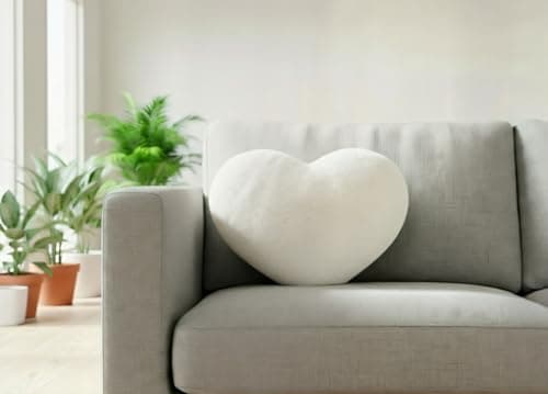 Sebil Heart Pillows, Cute Heart Decorative Pillow, Super Soft Throw Pillow Valentines Day Decorations Pillow,Wedding Decor (Milk White, Medium)
