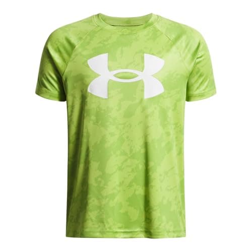 Under Armour Boys' Tech Big Logo Printed Short-Sleeve T-Shirt, (326) Green Vibe / / White, X-Large