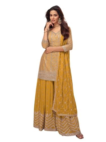 shopNstyle Indian/Pakistani Reception Wear Shalwar Kameez Dress Stitched Women's Sharara Suits.