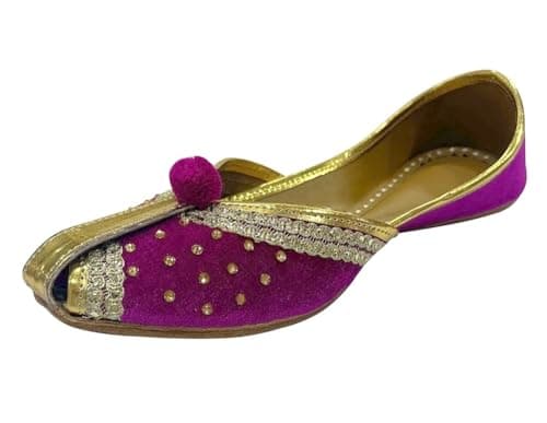 Step n Style Embroidered Mojaris for Ethnic Wear – Women Velvet Khussa Punjabi Juttis Ballerina Flats