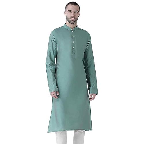 KISAH Men's Kurta - Solid Cotton Blend - Indian Wedding Outfit for Men - Ideal for Weddings and Festivals