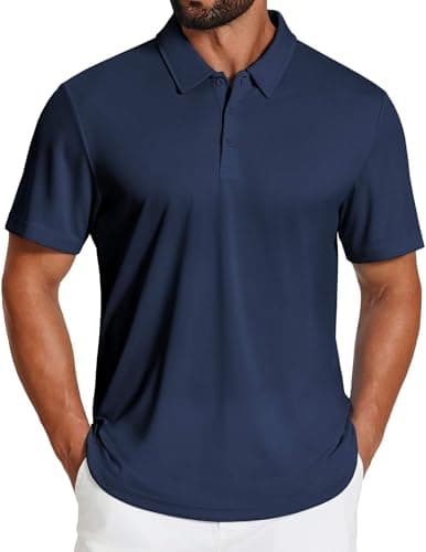 COOFANDY Men's Polo Shirts Short Sleeve Athletic Fit Polo Shirts Cooling Quick Dry T Shirt Navy
