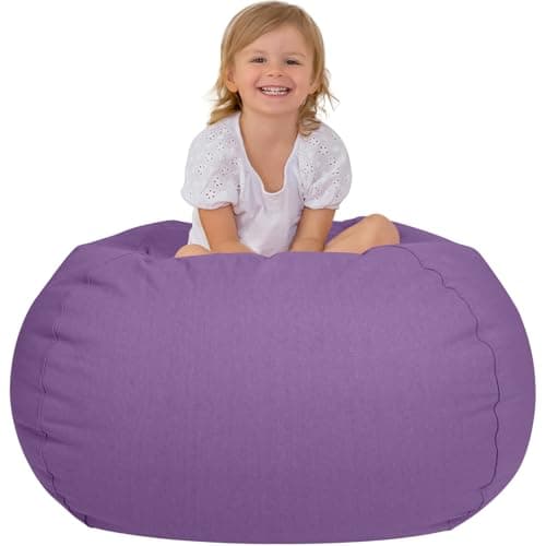 Aubliss Stuffed Animal Storage, Canvas Bean Bag Chairs Cover, Large 38" Kids Toy Storage Organizer for Blankets Towels Clothes