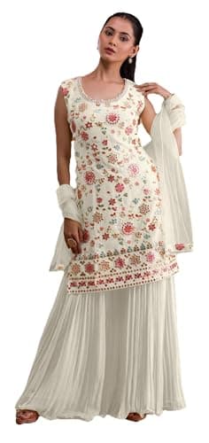 STELLACOUTURE indian ready to wear salwar kameez Eid Festival wedding party plus size Sharara suit party for women 2800-O (US, Numeric, 50, Regular, Regular, Off White 2)