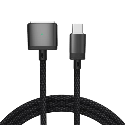 GJWSGAO USB-C to Magnetic 3 Cable Compatible with Magsafe Charging - 140W Fast Charging, 6.6ft Braided Cable for MacBook Pro/Air M4 M3 M2 Models (2021-2026) - Blcak