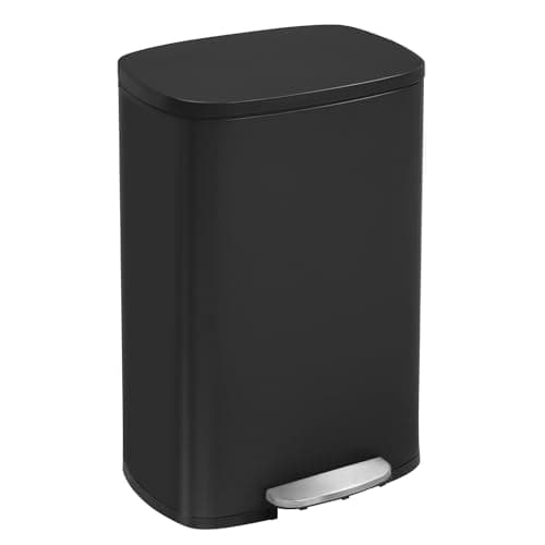 Kitchen Trash Can with Lid for...inless Steel 13 Gallon (Black)