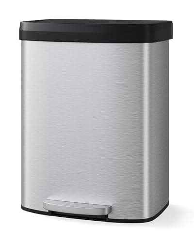 Garvee 16 gal / 60 L Stainless...Soft Close Plastic Lid, Silver