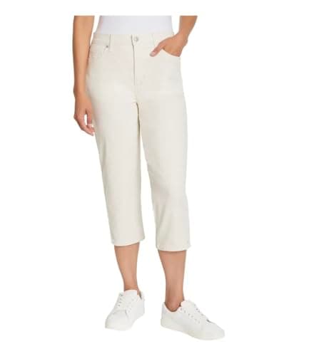 Gloria Vanderbilt Women's Amanda High Waisted 5 Pocket Capri Pant (US, Numeric, 10, Regular, Regular, Multi (Tan with White Stripes))