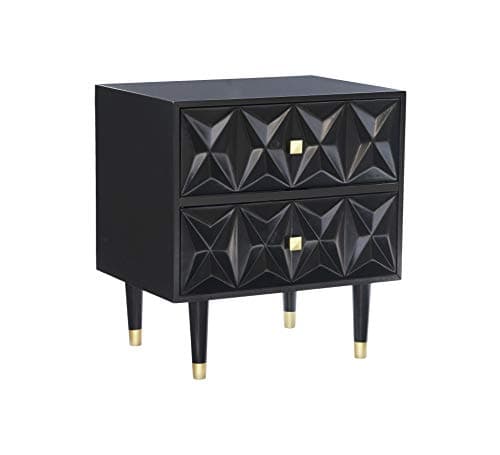 Linon Sheerah Black Two Drawer...e Nightstand with Gold Accents
