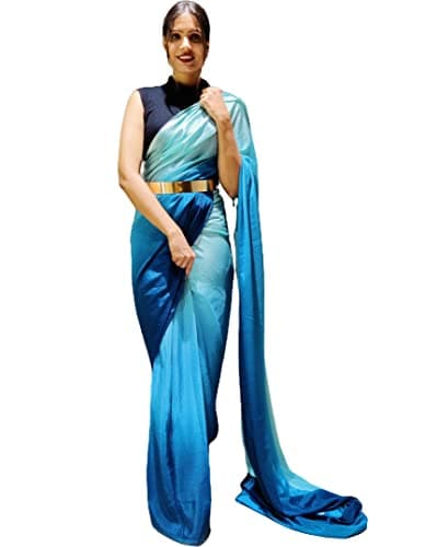 Sidhidata Women's Chiffon Georgette Ready To Wear saree With Unstitched Blouse Piece