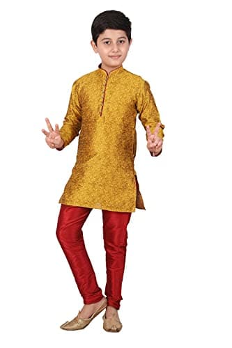 Pro-Ethic Style Developer Boy's Cotton Indian Kurta Pyjama For Kids Boys | Traditional Wear | 1 To 16 Years | Pack Of 1 (MUSTARD, 3-4 T)